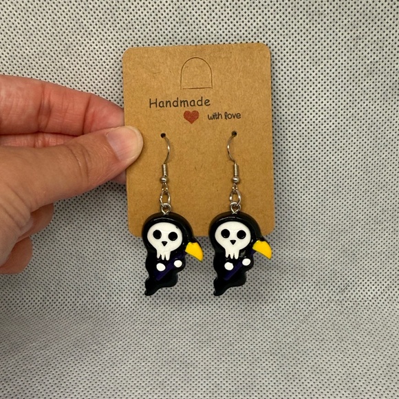 Hand Crafted Jewelry - Handmade Grim Reaper Earrings